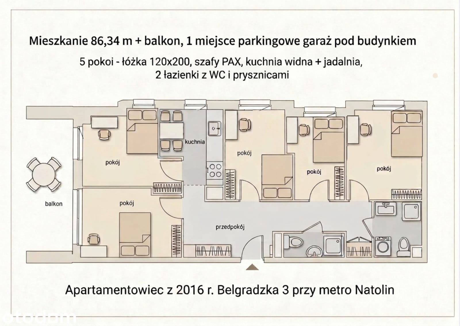 5 pokoi · Belgradzka